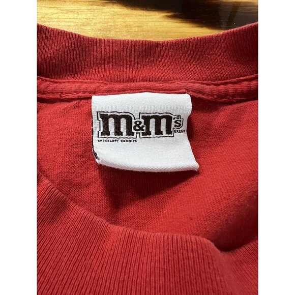 VINTAGE M&Ms Yellow T‎ Shirt Size L/XL Short Sleeve Graphic Red  90s Y2K - Picture 4 of 12